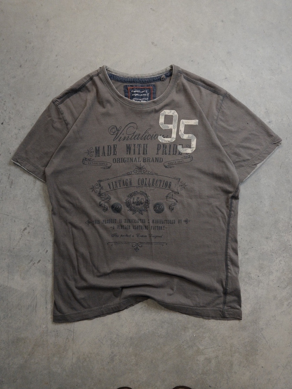 Angelo Litrico '95' Faded Grey Crewneck Tee